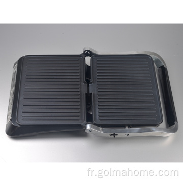 Contact Barbecue BBQ Grill Sandwich Press Panini Maker avec levier de levage en aluminium Vitrine LED Grill électrique